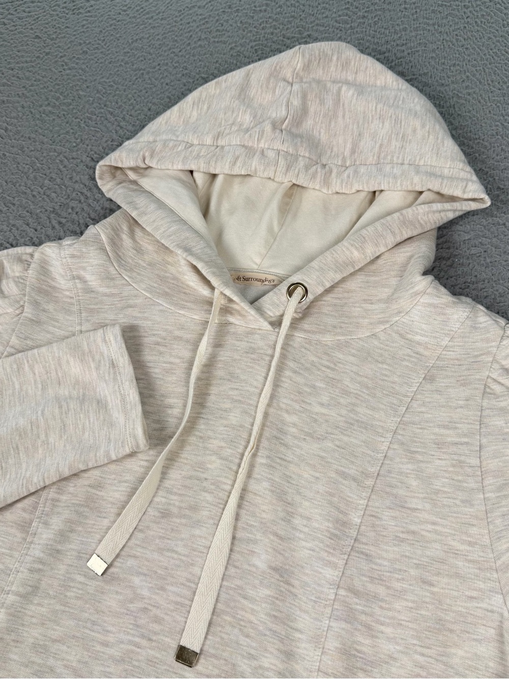 Soft Surroundings Hoodie Womens Small Beige Long Sleeve Soft Pullover Preppy
